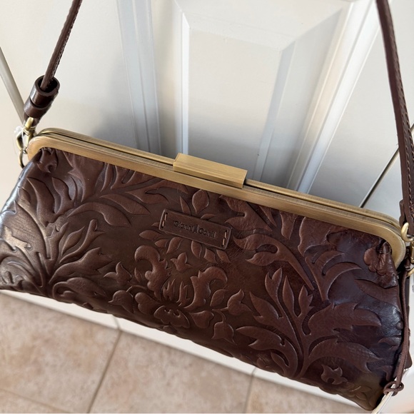 Gianni Conti Brown Embossed Leather Satchel Bag - Picture 9 of 14